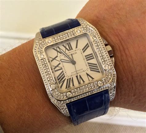 cartier santos 100 diamond watch price|cartier santos 100 price list.